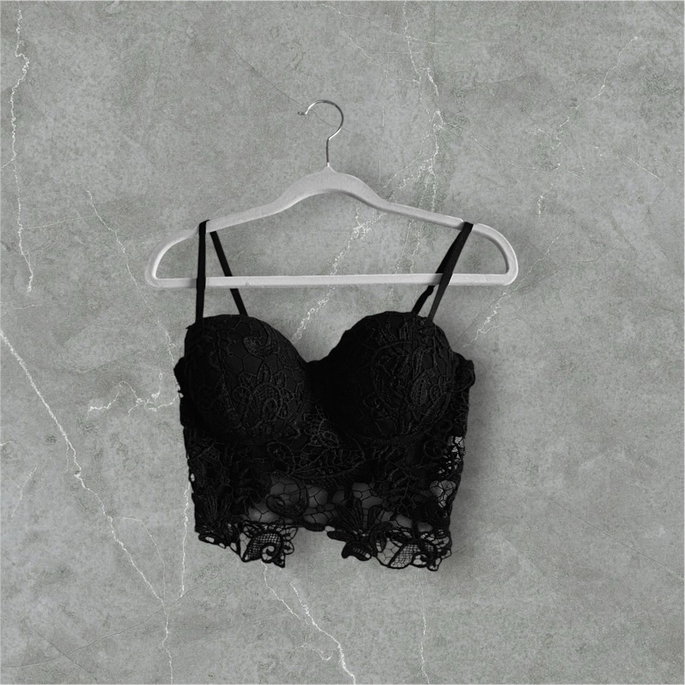 Guess Black Lace Crop Top
